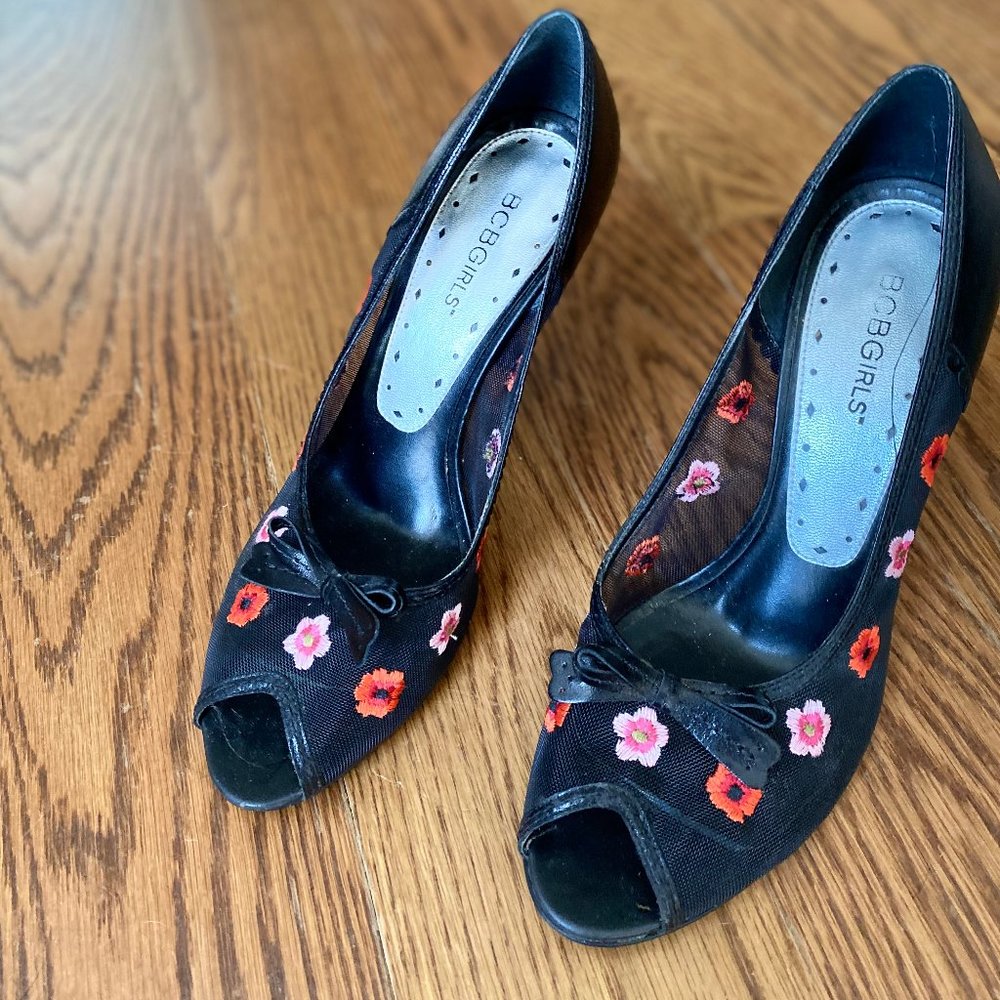 BCBGirls floral heels